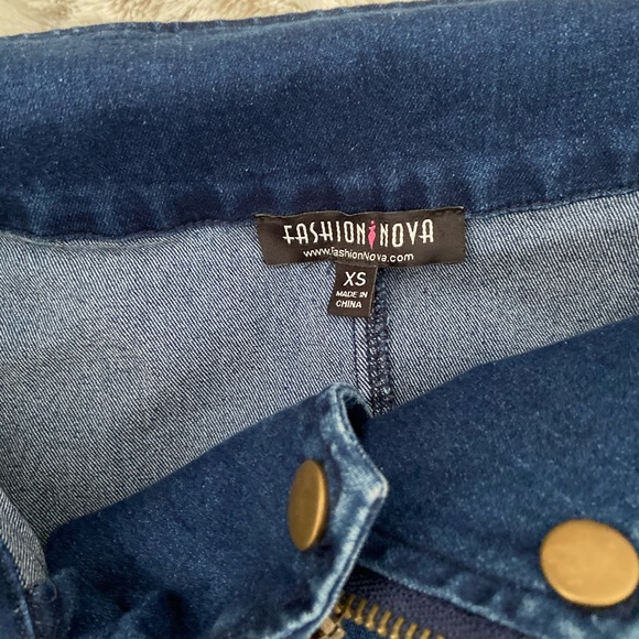 Fashion Nova Denim Zip Up Off the Shoulder Dress - Picture 4 of 5